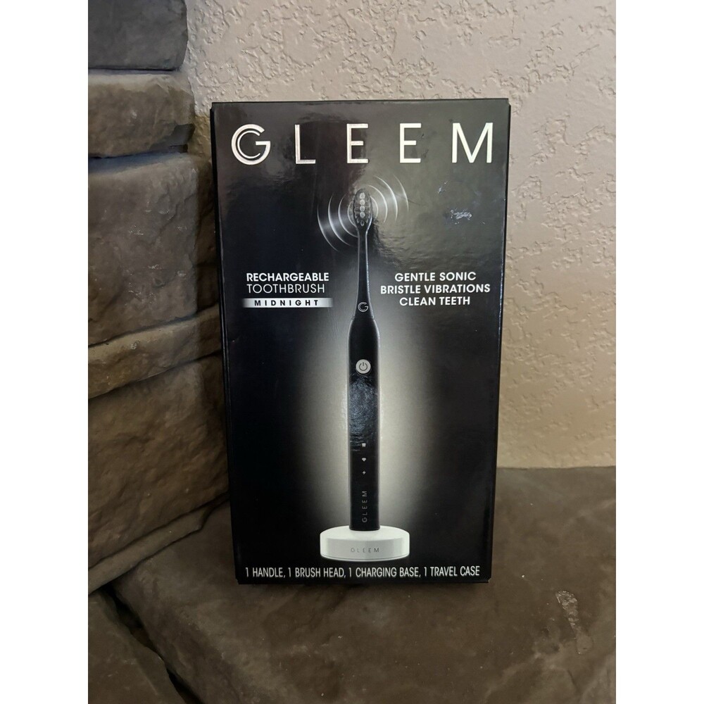 GLEEM Midnight Rechargeable Sonic Toothbrush Black New Sealed Travel Case